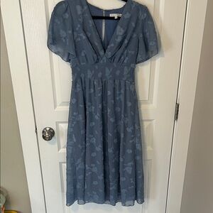 Baltic Born Blue Midi Dress with Floral Design